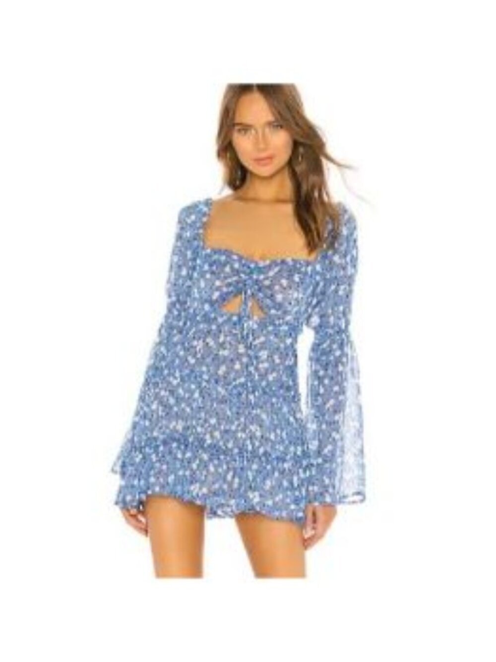 Revolve Majorelle Ailish Mini Dress in Blue Ditsy Pattern